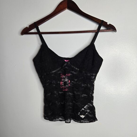 Edikted Tops - Edikted Eira Tank Top Women Size S Black Sheer Lace V-Neck Adjustable Straps NWT